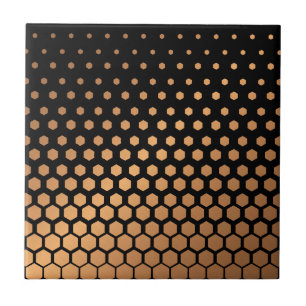 Black & Golden Geometric Pattern Ceramic Tile