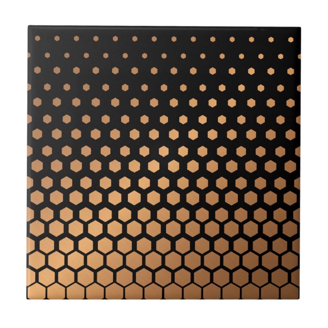 Black & Golden Geometric Pattern Ceramic Tile (Front)