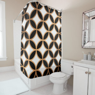Black & Golden Geometric Shower Curtain