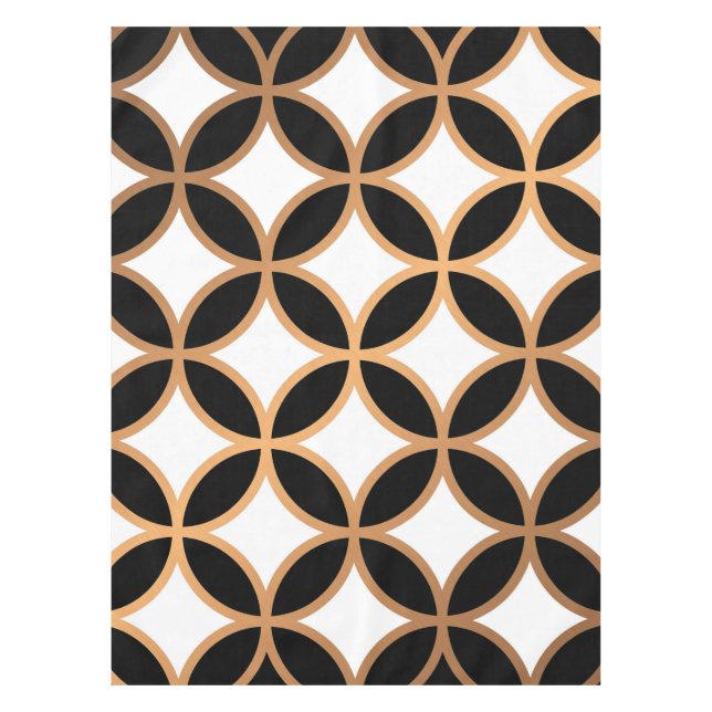Black & Golden Geometric Tablecloth (Front)