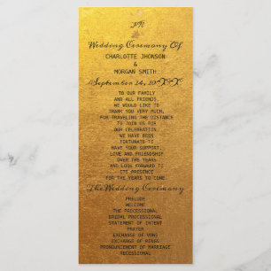 Black Golden Kraft Flowers Wedding Party Program