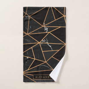 Black & Golden Marble Mosaic Bath Towel Set