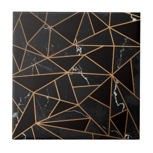 Black & Golden Marble Mosaic Ceramic Tile