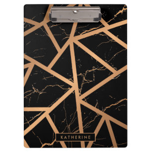 Black & Golden Marble Mosaic Clipboard