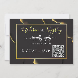 Black & Golden 💡 Modern Abstract Inky Oil Invitation