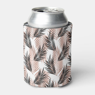 Black Golden Rose Palm Leaf Tropical Tree Hawaiian Can Cooler