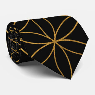 Black Golden Sacred Geometric Necktie