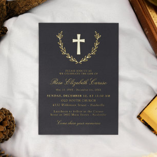 Black Golden Wreath Cross Celebration of Life