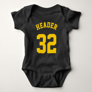 Black & Golden Yellow Baby Sports Jersey Design Bodysuit