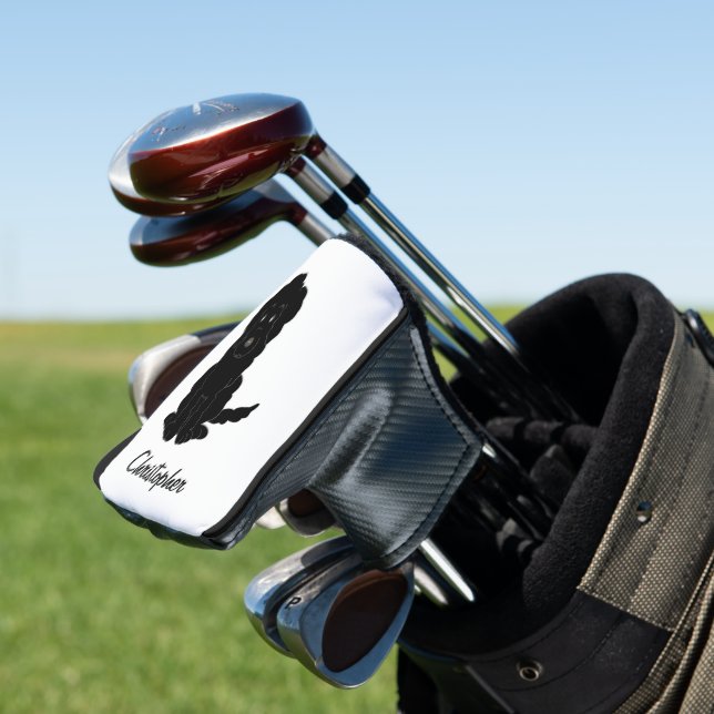 Black Goldendoodle Design Any Colour Background Golf Head Cover (In Situ)