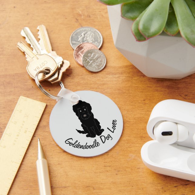 Black Goldendoodle Design Any Colour Background Key Ring (Desk)
