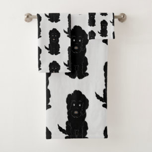 Black Goldendoodle Dog Design Bath Towel Set