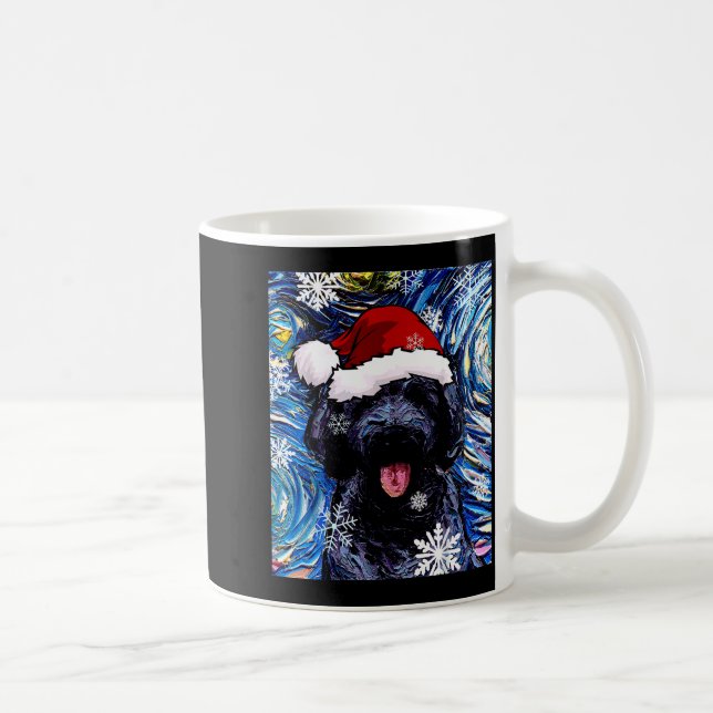 Black Goldendoodle Labradoodle Santa Dog Christmas Coffee Mug (Right)