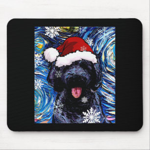 Black Goldendoodle Labradoodle Santa Dog Christmas Mouse Pad