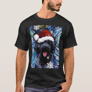 Black Goldendoodle Labradoodle Santa Dog Christmas T-Shirt