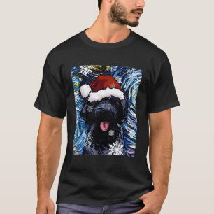 Black Goldendoodle Labradoodle Santa Dog Christmas T-Shirt