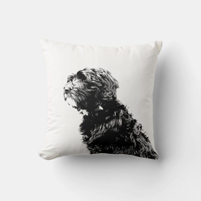 Black Goldendoodle Puppy Art Cushion (Front)