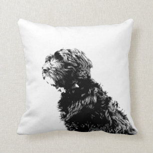 Black Goldendoodle Puppy Art Cushion