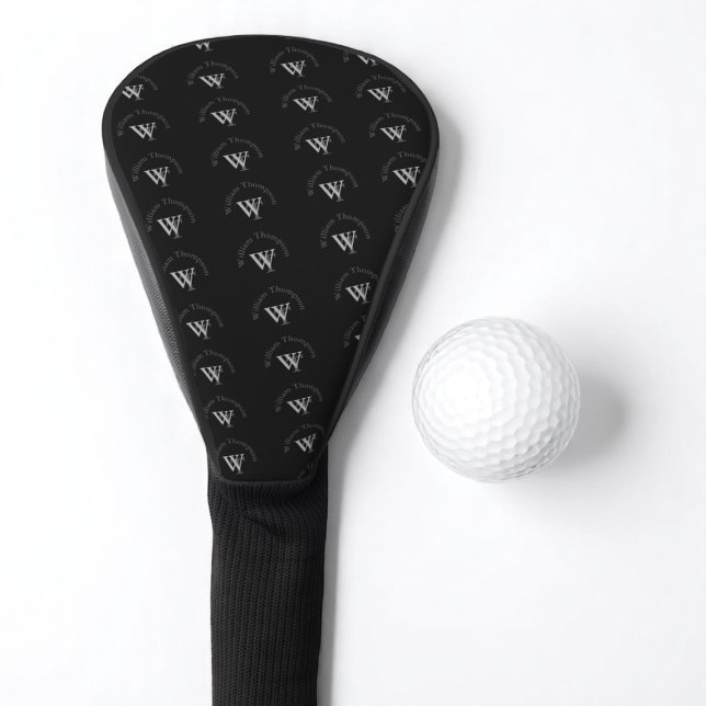 Black Golf Head Cover with Monogram Pattern (Creator Uploaded)