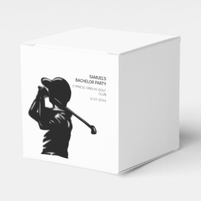 Black golfer Golfing Trip Bachelor Party minimal  Favour Box (Front Side)