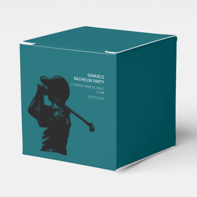 Black golfer Golfing Trip Bachelor Party minimal  Favour Box (Front Side)