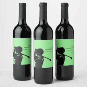 Black golfer Golfing Trip Bachelor Party minimal Wine Label