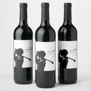 Black golfer Golfing Trip Bachelor Party minimal Wine Label