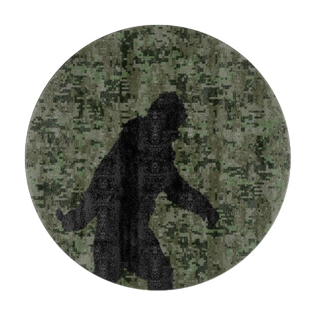 Black Gone Squatchin Woodland Digital Camouflage Cutting Board (Front)