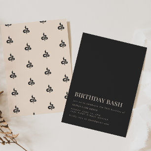 Black Goth Snake Birthday Party Invite