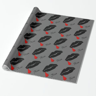 Black Goth Vampire Kiss Wrapping Paper