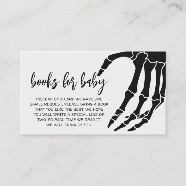 Black Gothic Baby Shower Books for Baby Enclosure Card (Front)