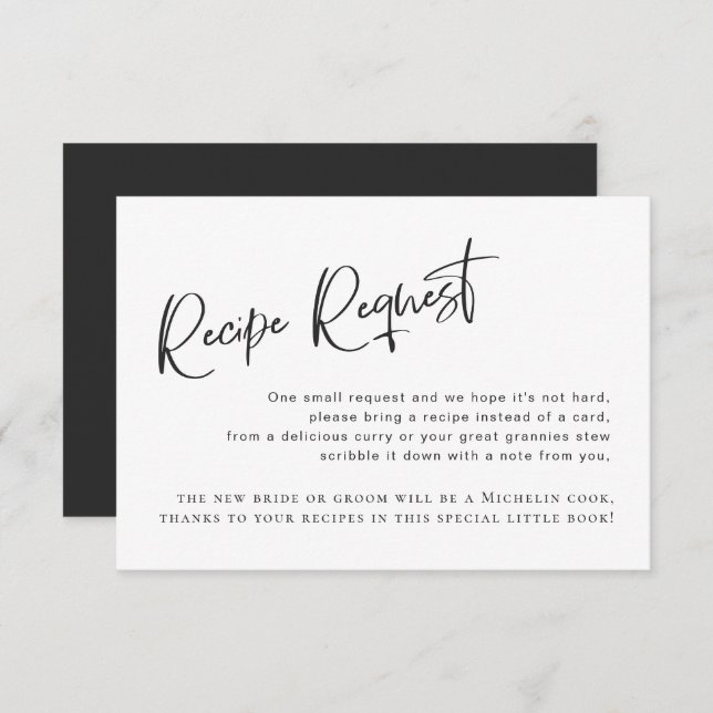 Black Gothic Bridal Shower Recipe Request Card (Front/Back)