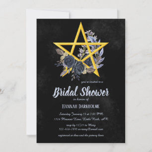 Black Gothic Bridal   Wiccan Floral Shower Invitat Invitation