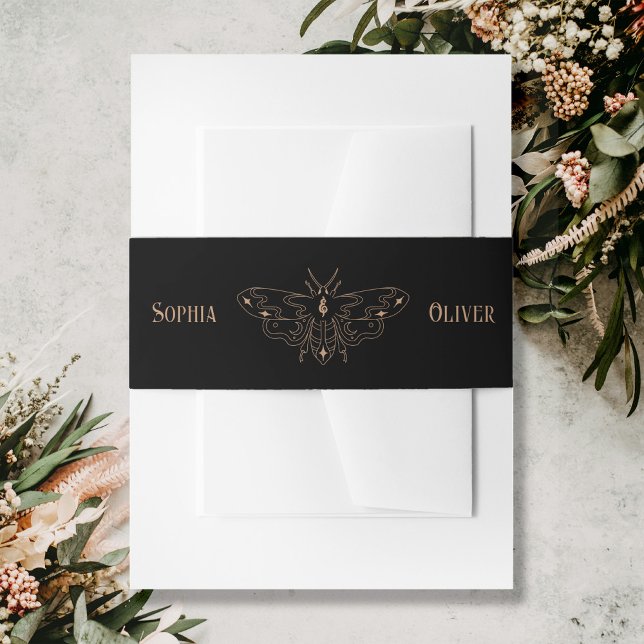 Black gothic butterfly wedding  invitation belly band (Creator Uploaded)