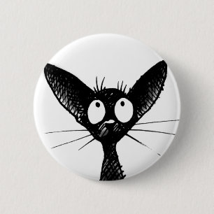 black gothic cat button badge