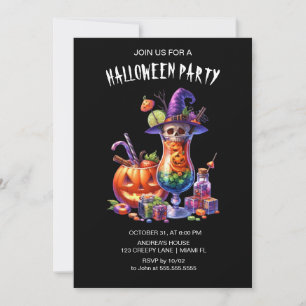 Black Gothic Cocktails Halloween Invitation