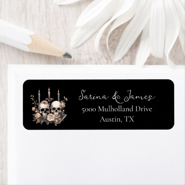Black Gothic Dark Halloween Wedding Return Adress  Address Label (Insitu)