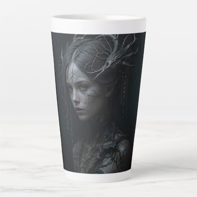 Black Gothic Girl Latte Mug (Front)