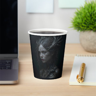 Black Gothic Girl Paper Cups