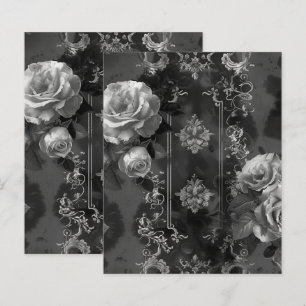Black Gothic Grunge Floral Scrapbook Paper 