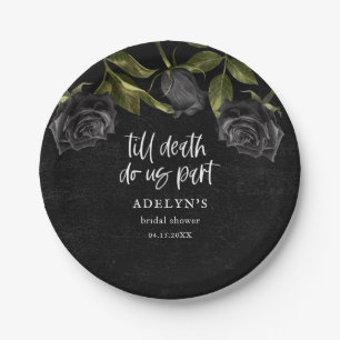 Black Gothic Halloween Bridal Shower Paper Plate