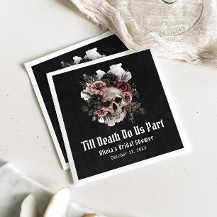 Black Gothic Halloween Floral Skull Bridal Shower Napkin
