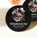 Black Gothic Halloween Floral Skull Bridal Shower Paper Plate<br><div class="desc">These Black Gothic Halloween Floral Skull Bridal Shower Paper Plates are the perfect combination of spooky and elegant. Featuring a striking floral skull design against a black background, these plates add a touch of gothic charm to any bridal shower. The dark floral accents and intricate details capture the essence of...</div>