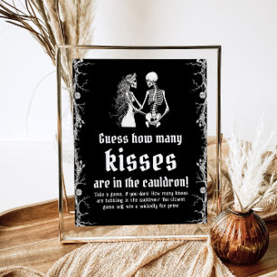 Black Gothic Halloween Guess How Many Kisses Game Poster