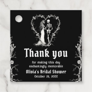 Black Gothic Halloween Skeleton Bridal Shower Favour Tags