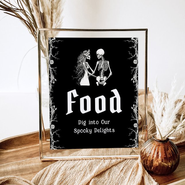 Black Gothic Halloween Spooky Skeleton Food Sign   (Creator Uploaded)