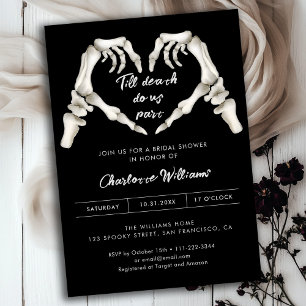 Black Gothic Love Halloween Bridal Shower Invitation