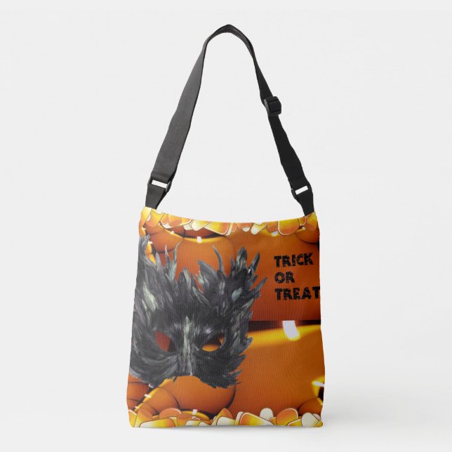 Black Gothic Mask Design Crossbody Bag (Front)