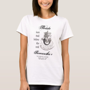 Black Gothic Mermaid Last Sail Bachelorette Party T-Shirt