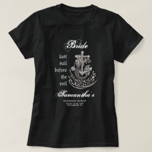 Black Gothic Mermaid Last Sail Bachelorette Party T-Shirt